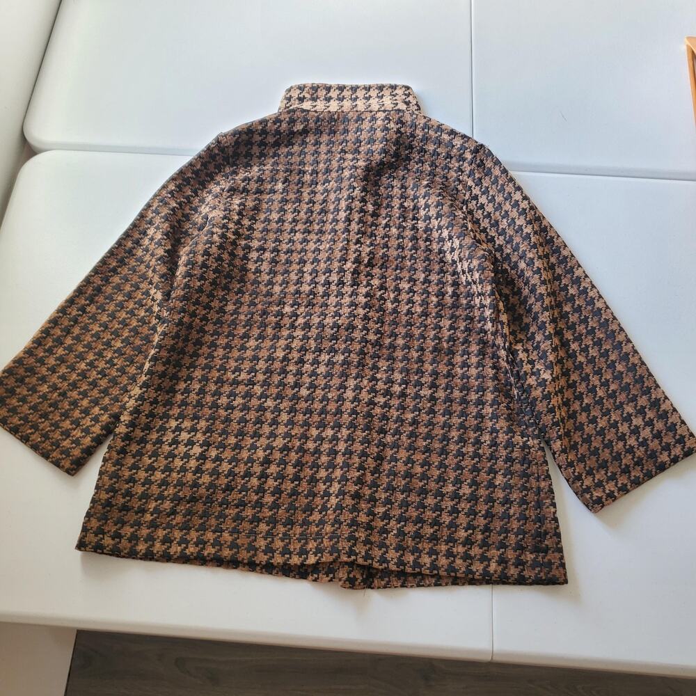 Habitat Jacket Womens Medium Brown Houndstooth Tweed Button Front Collared USA - Picture 3 of 9